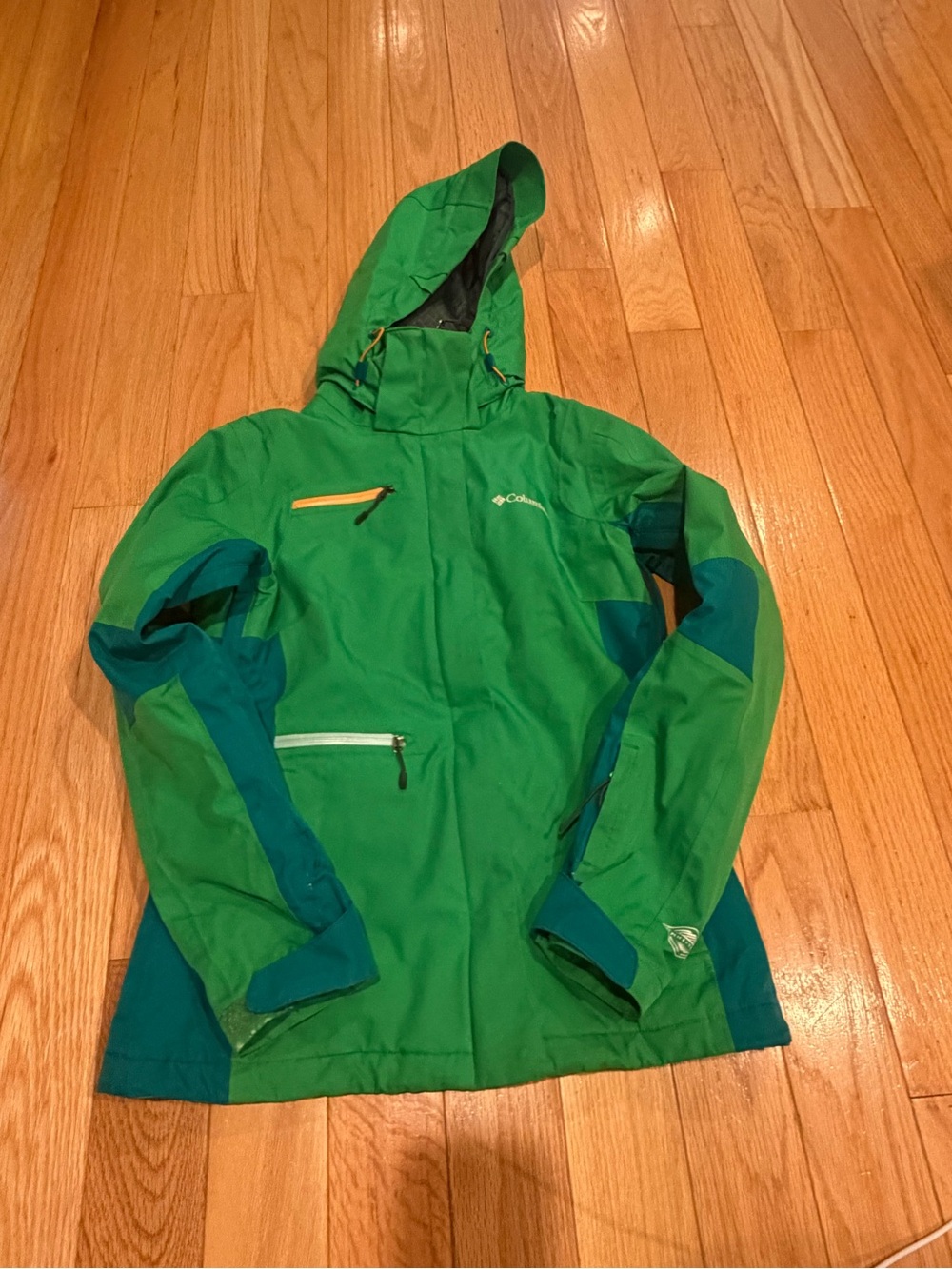 Columbia Green and Teal Hooded Ski Jacket
